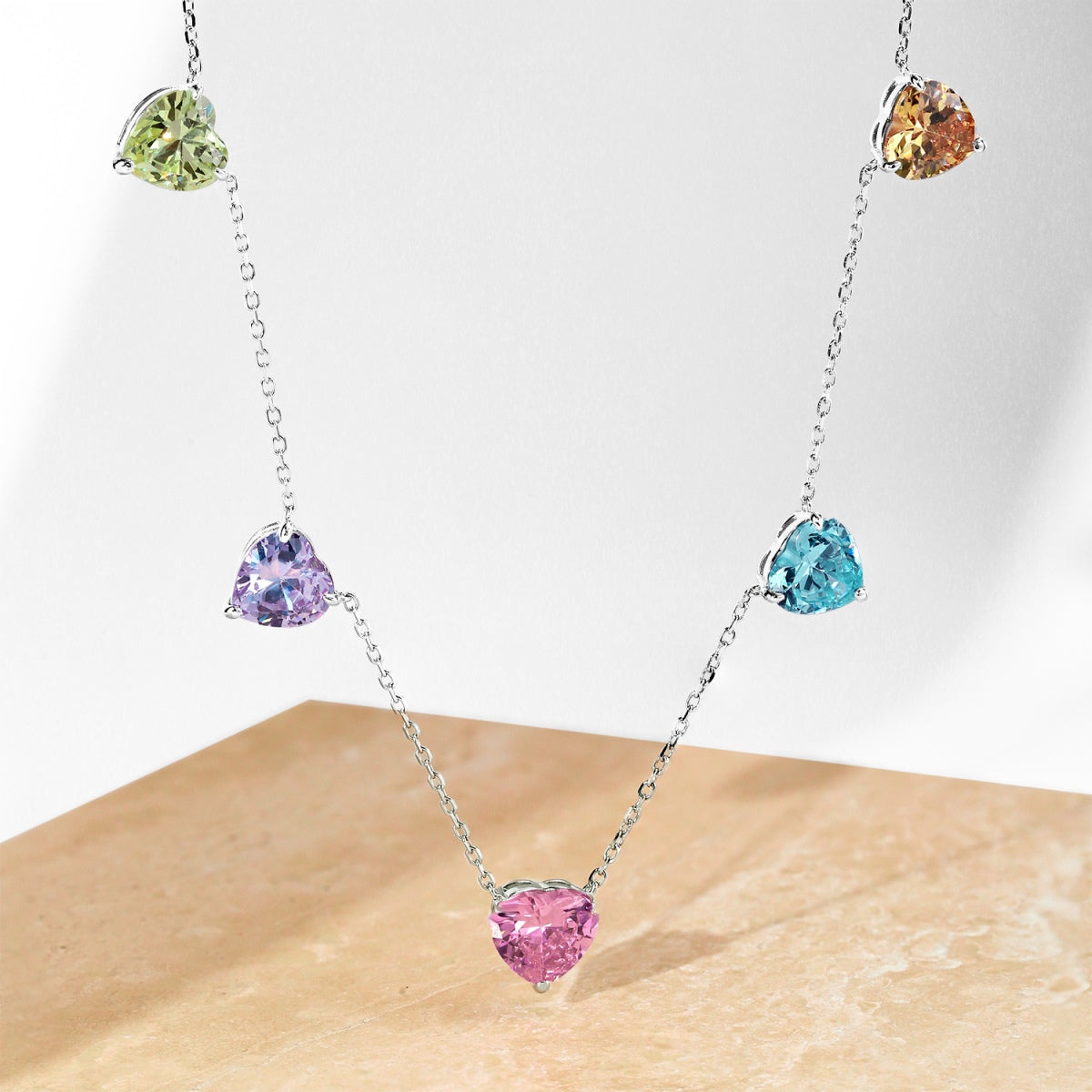 [Lumi Jewels]Sparkling Colorful Heart Cut Necklace