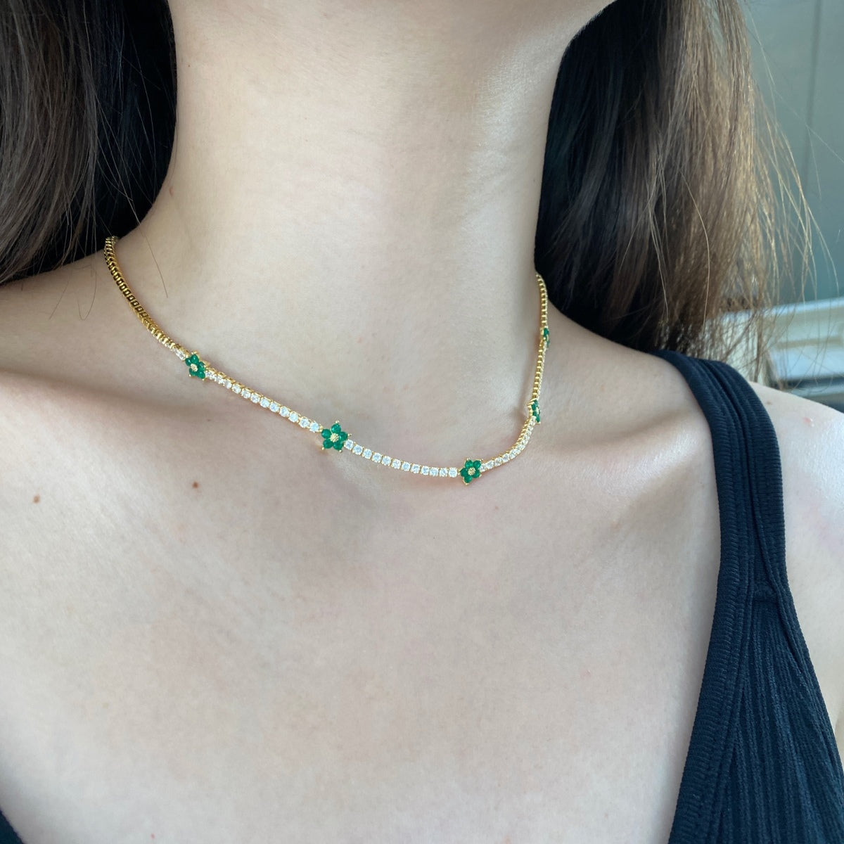 [Lumi Jewels]Luxurious Colorful Flower Tennis Necklace