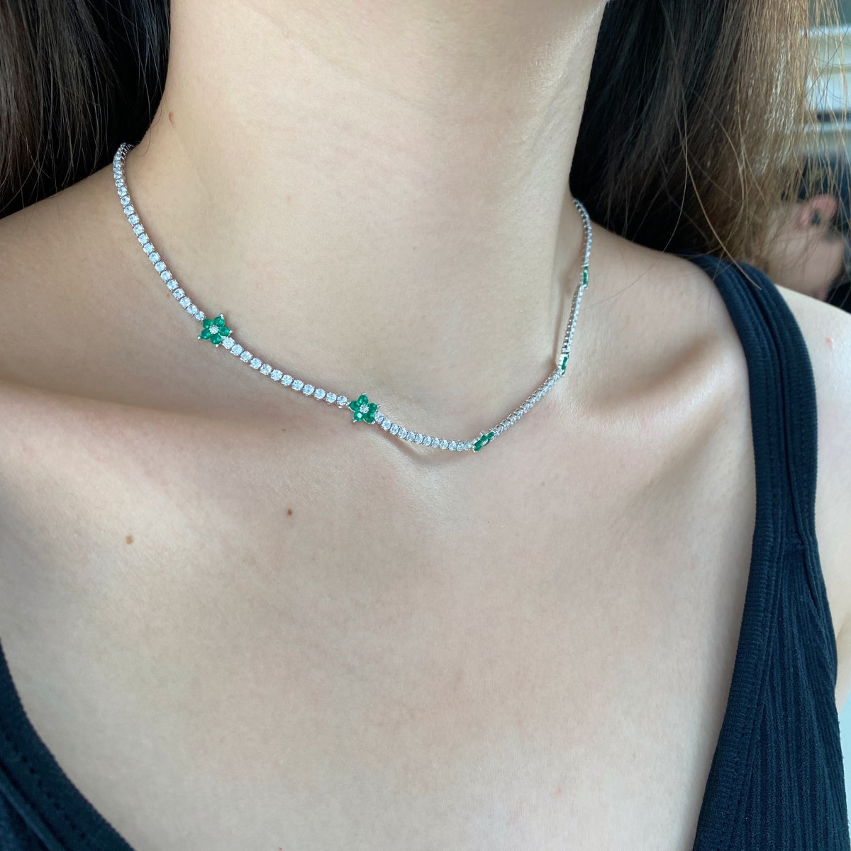 [Lumi Jewels]Luxurious Colorful Flower Tennis Necklace