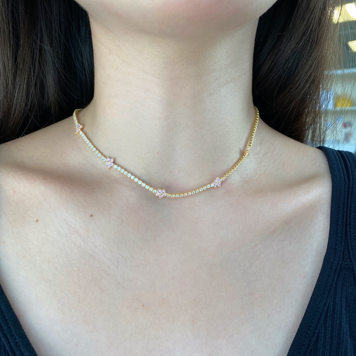 [Lumi Jewels]Luxurious Colorful Flower Tennis Necklace