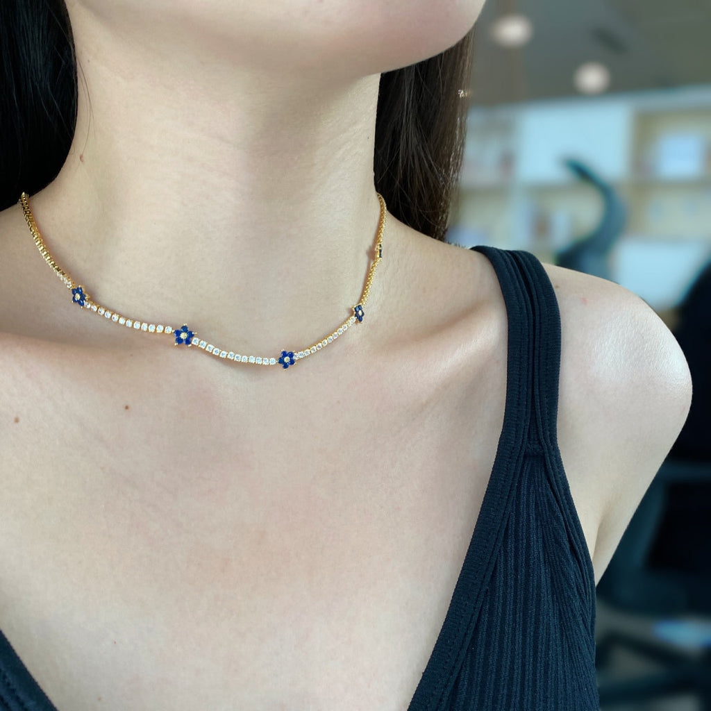 [Lumi Jewels]Luxurious Colorful Flower Tennis Necklace