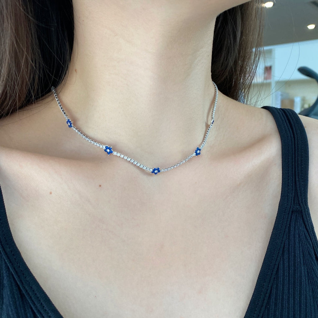 [Lumi Jewels]Luxurious Colorful Flower Tennis Necklace