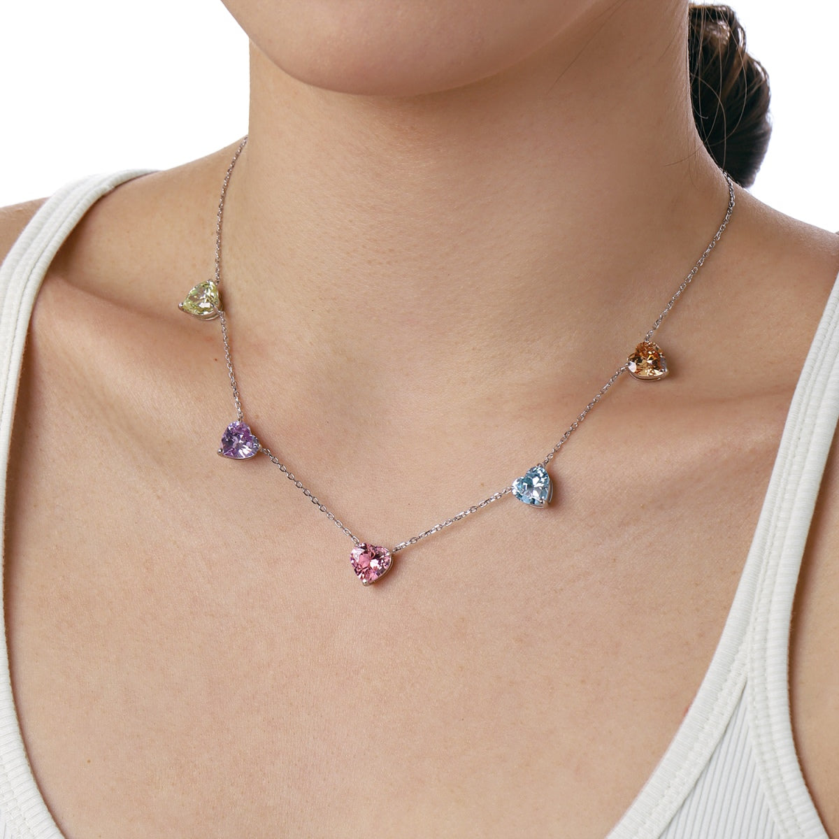 [Lumi Jewels]Sparkling Colorful Heart Cut Necklace