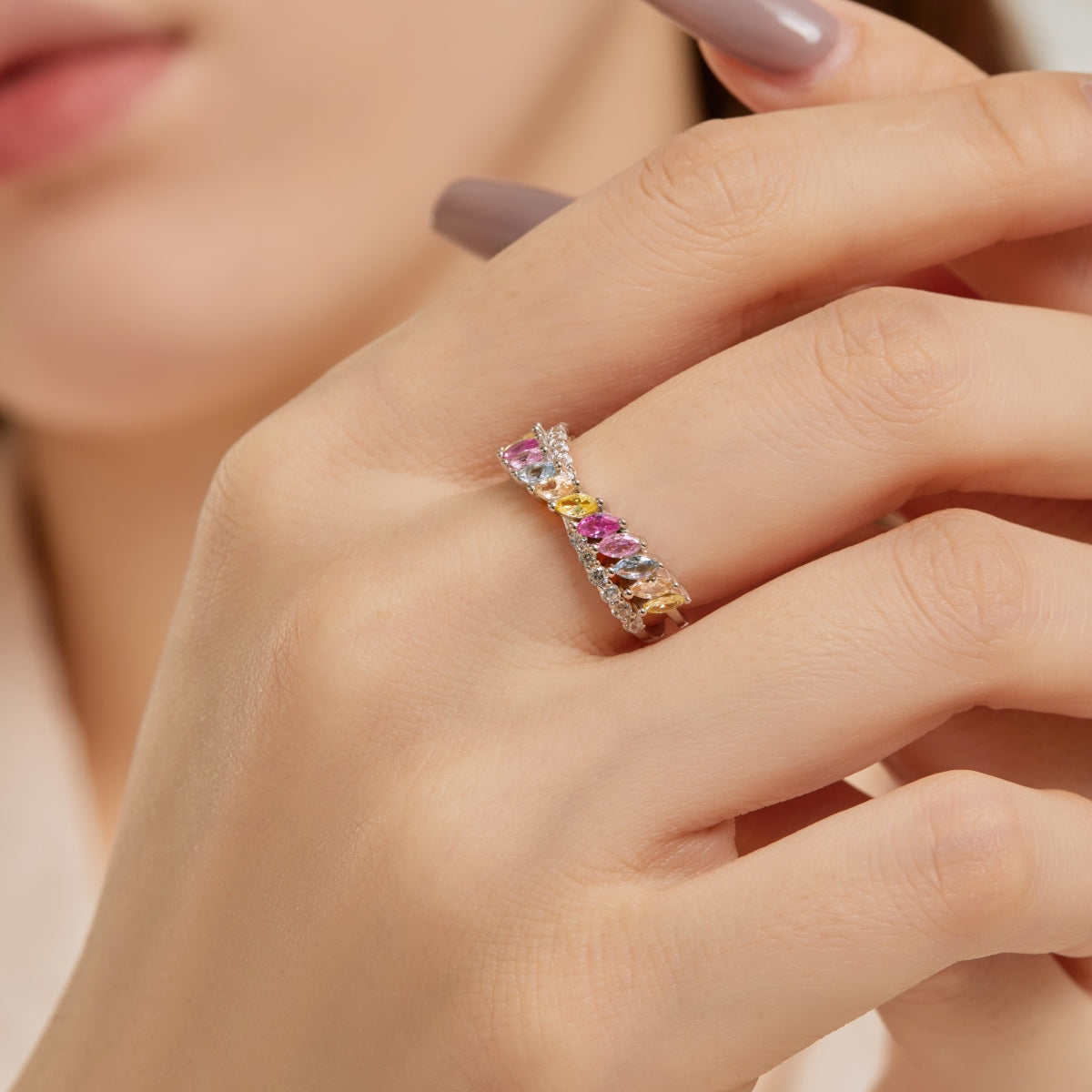 [Lumi Jewels]Unique Colorful Marquise Cut Daily Ring