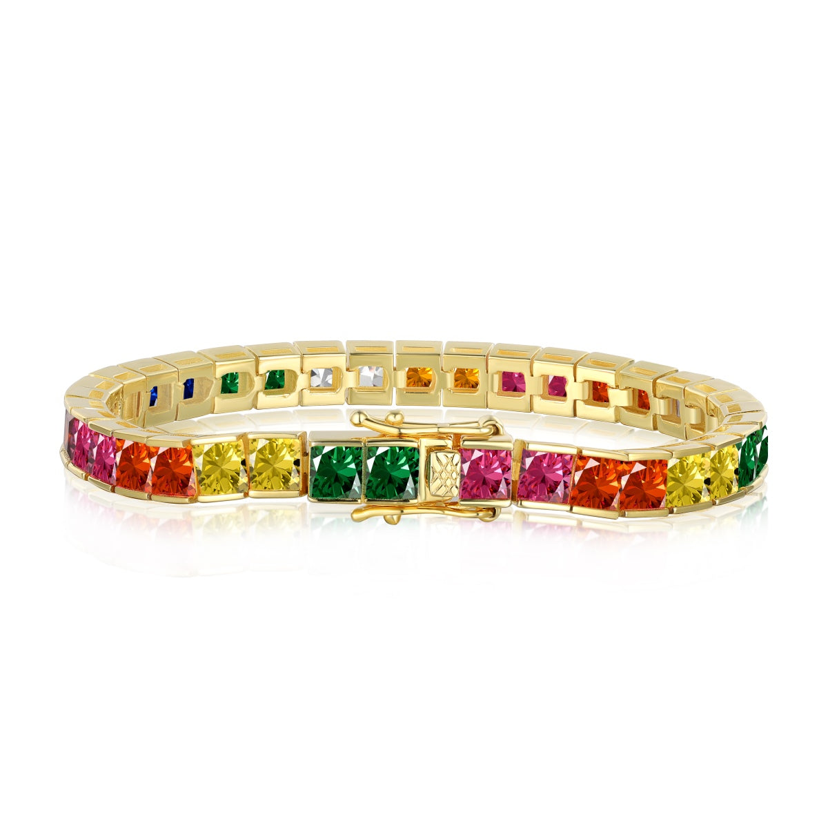 [Lumi Jewels]Radiant Colorful Princess Cut Tennis Bracelet