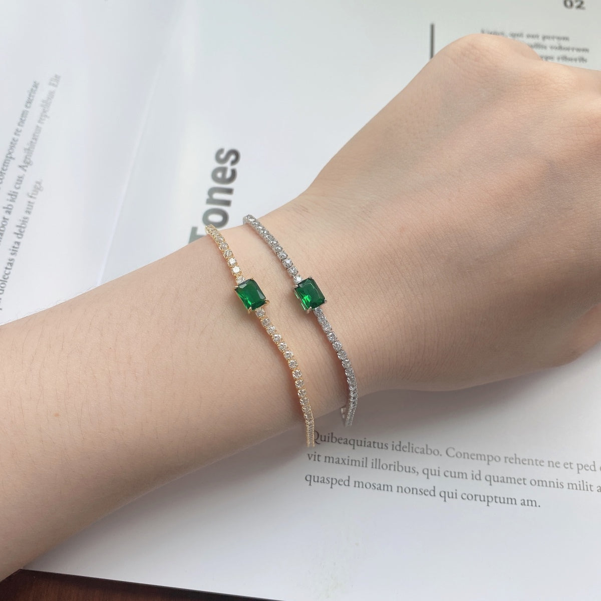 [Lumi Jewels]1.0 Carat Unique Emerald Cut Banquet Bracelet