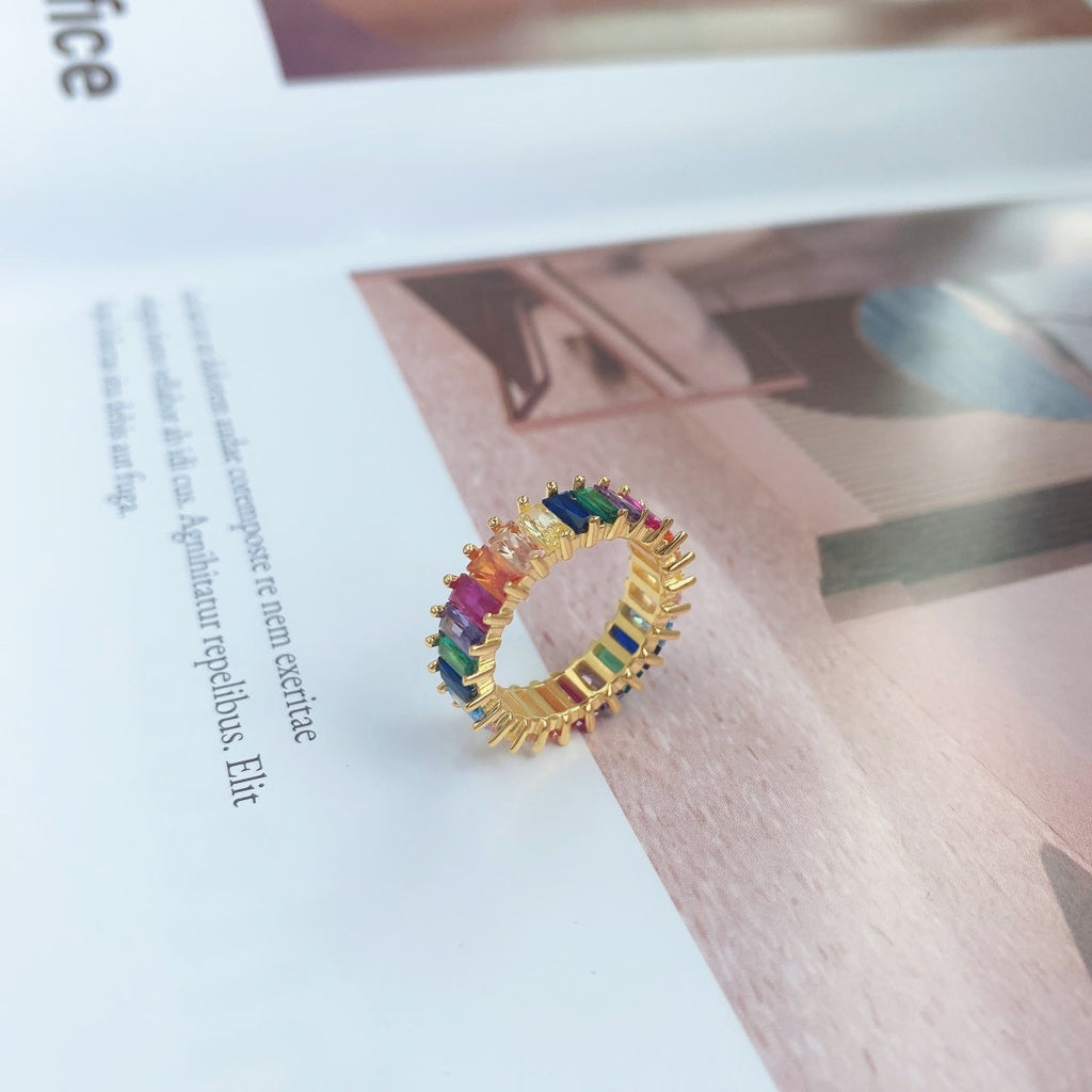 [Lumi Jewels]Unique Colorful Radiant Cut RIng