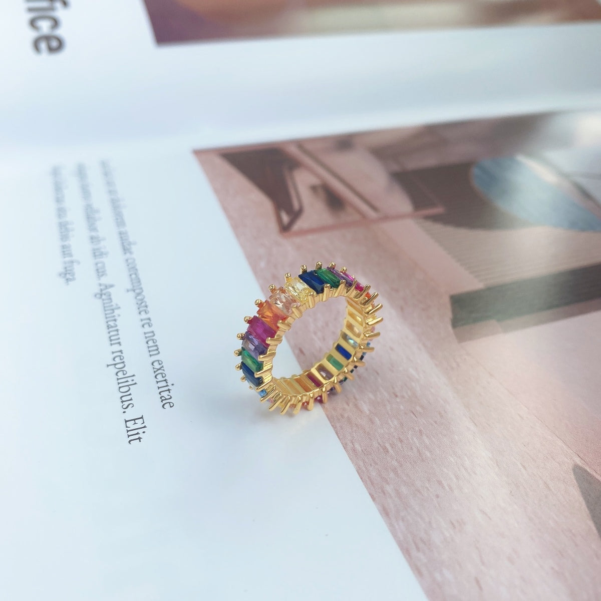 [Lumi Jewels]Unique Colorful Radiant Cut RIng