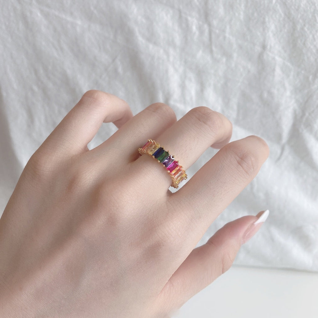[Lumi Jewels]Unique Colorful Radiant Cut RIng