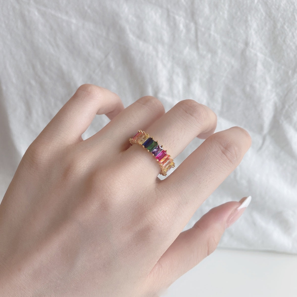 [Lumi Jewels]Unique Colorful Radiant Cut RIng