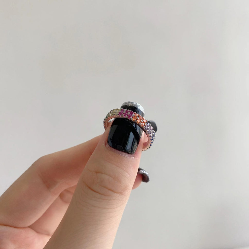 [Lumi Jewels]Unique Colorful Round Cut Tennis Ring