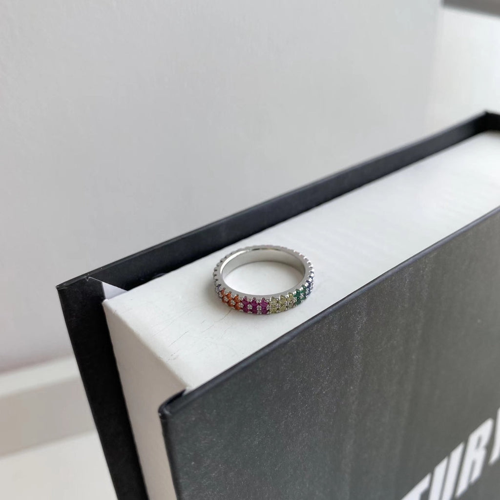 [Lumi Jewels]Unique Colorful Round Cut Tennis Ring