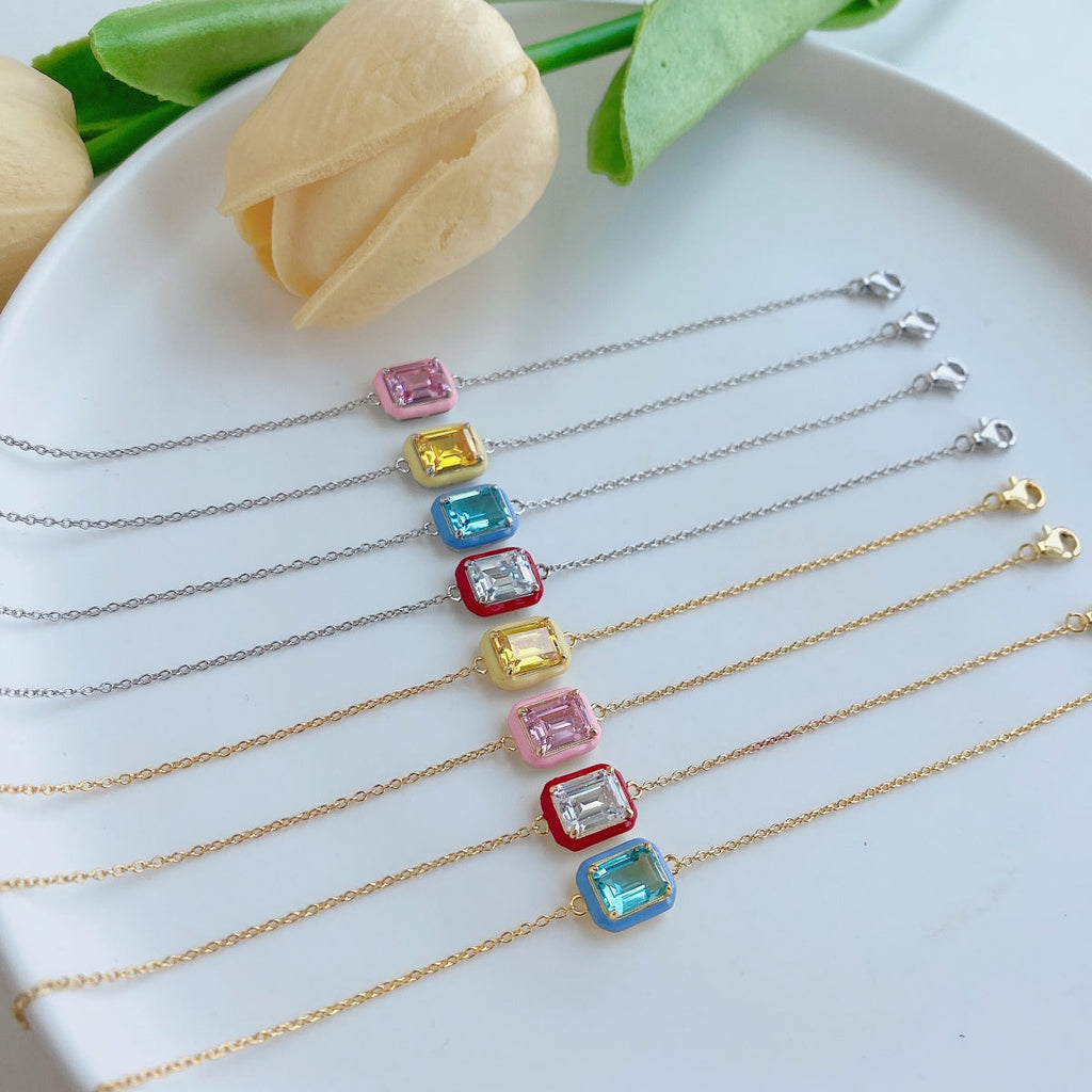 [Lumi Jewels]2.0 Carat Sparkling Colorful Emerald Cut Daily Bracelet