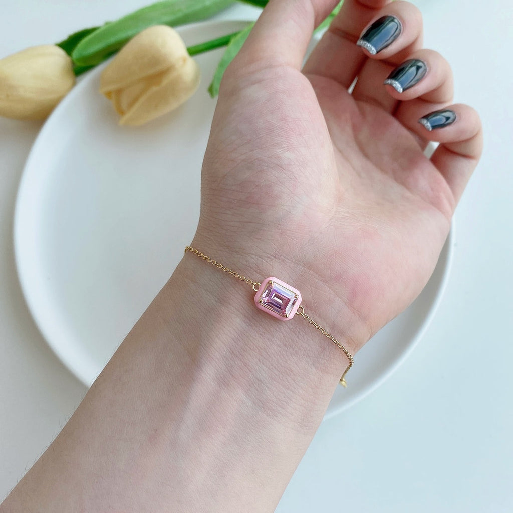 [Lumi Jewels]2.0 Carat Sparkling Colorful Emerald Cut Daily Bracelet