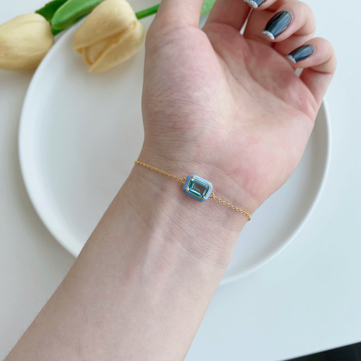 [Lumi Jewels]2.0 Carat Sparkling Colorful Emerald Cut Daily Bracelet