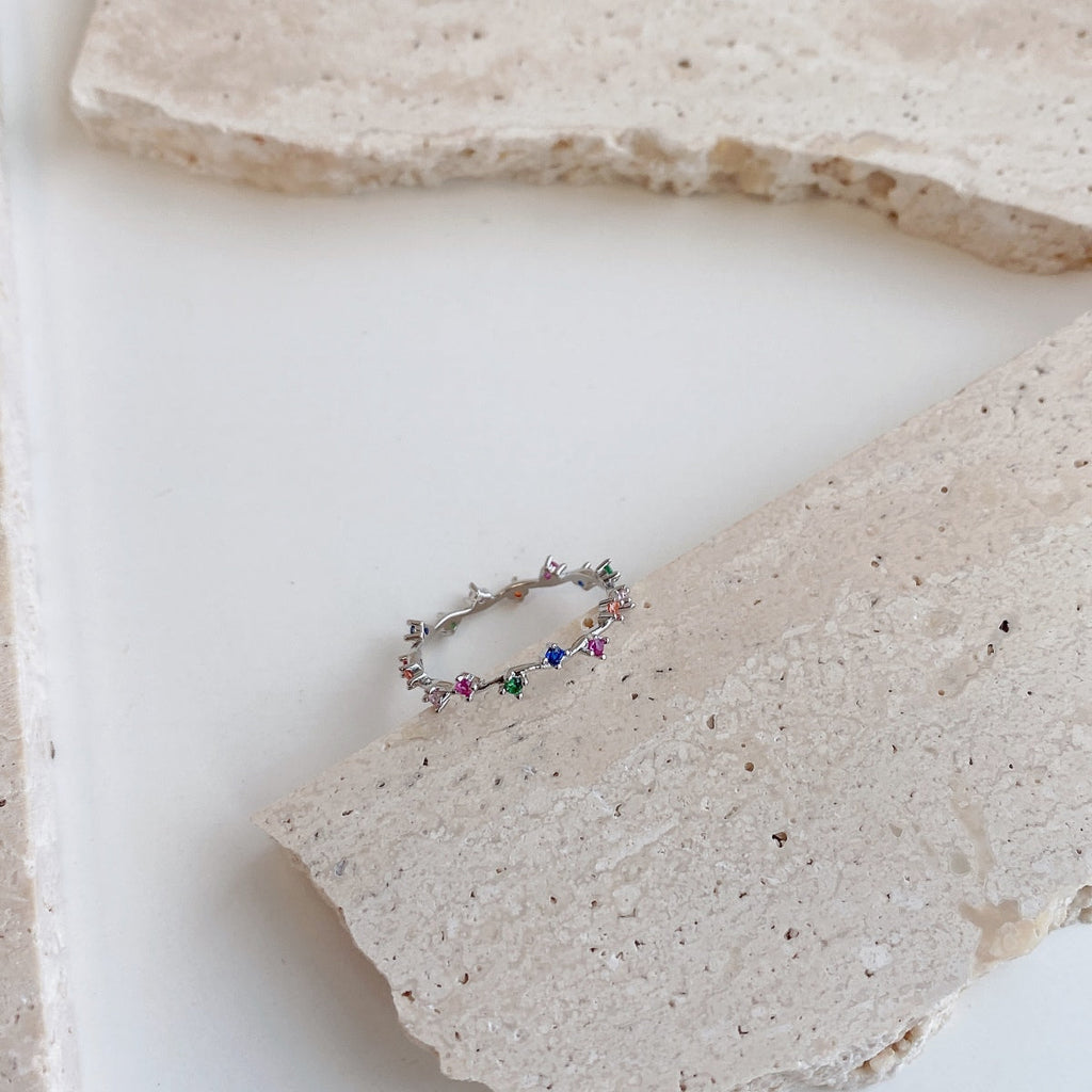 [Lumi Jewels]Radiant Colorful Round Cut Daily Ring