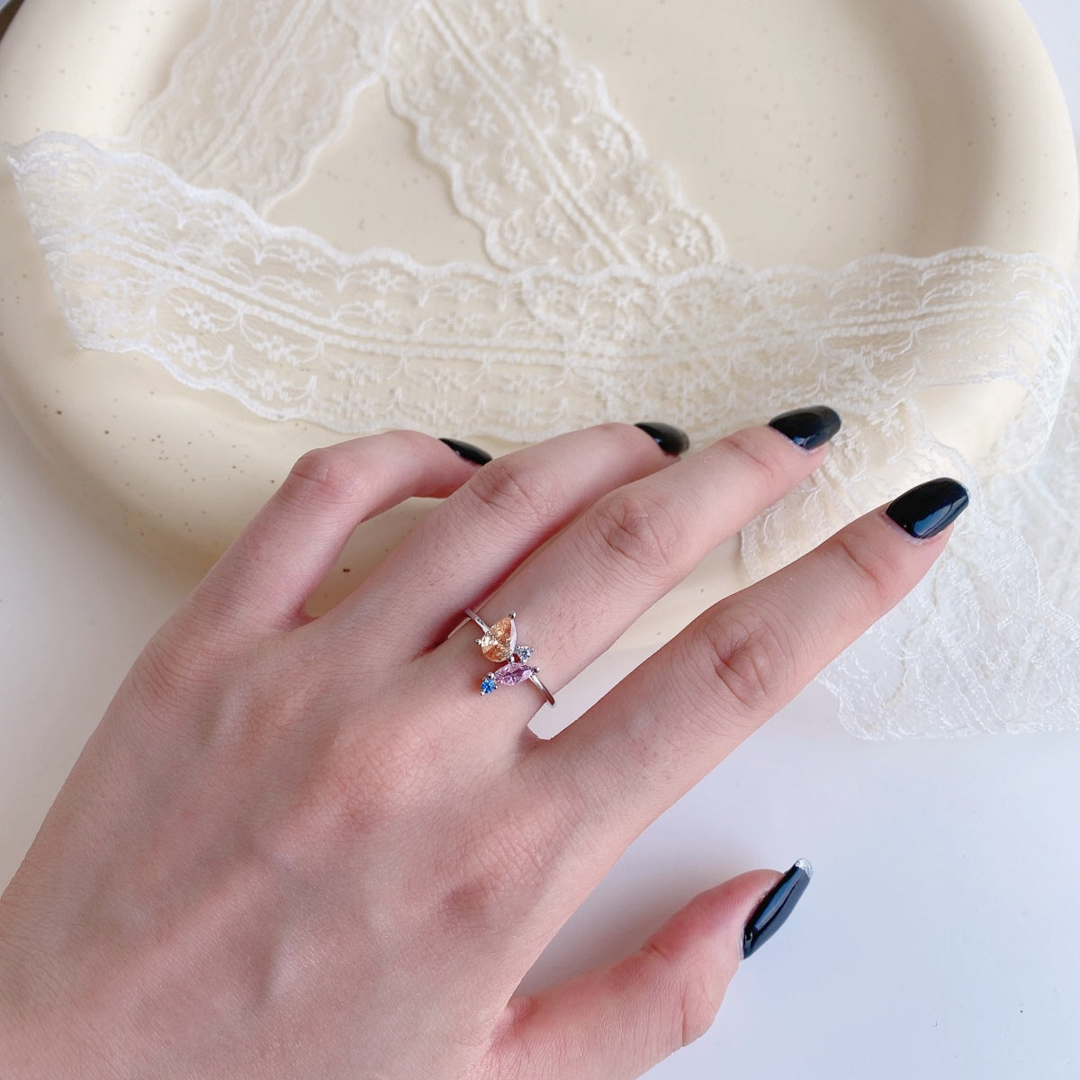 [Lumi Jewels]Radiant Colorful Multi Cut Daily Ring