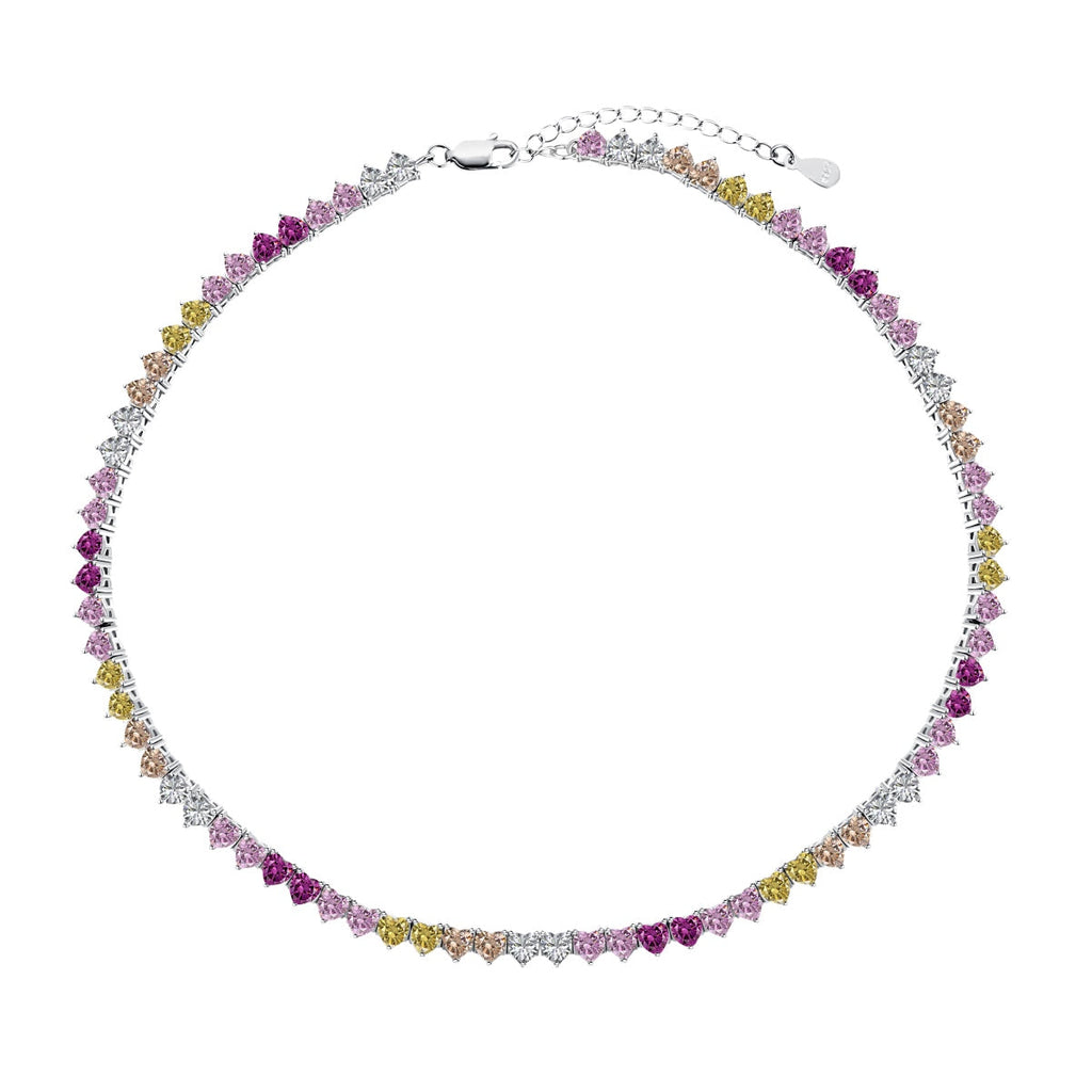 [Lumi Jewels]Sparkling Colorful Full Heart Tennis Necklace
