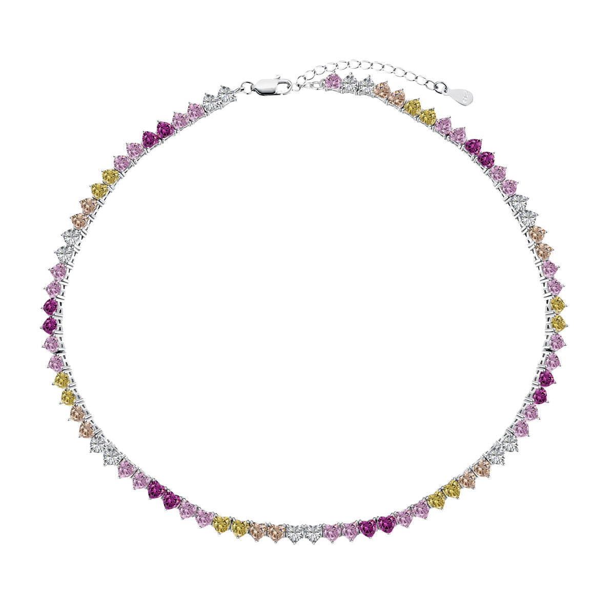 [Lumi Jewels]Sparkling Colorful Full Heart Tennis Necklace