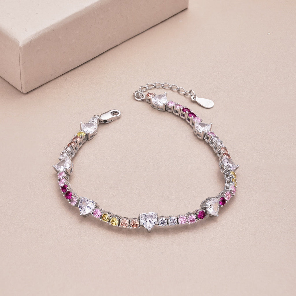 [Lumi Jewels]Romantic Heart Shape Round Cut Lover Bracelet