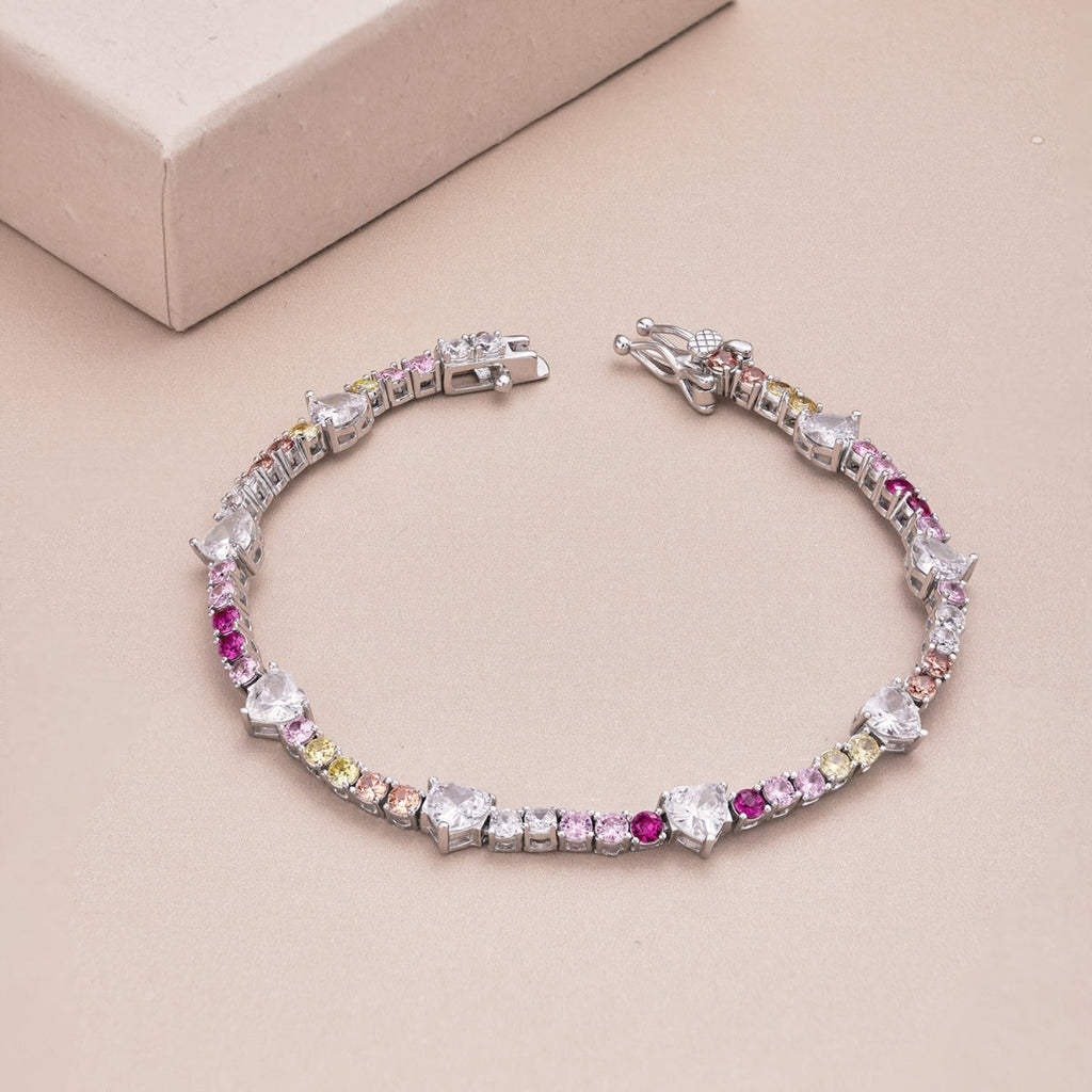 [Lumi Jewels]Romantic Heart Shape Round Cut Lover Bracelet