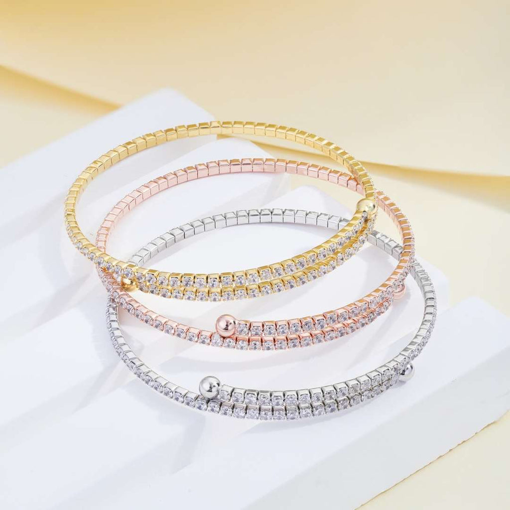 [Lumi Jewels]Row of Diamonds Round Fashion Bracelet