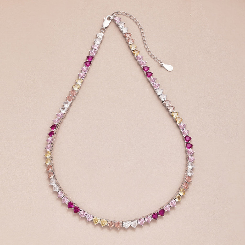 [Lumi Jewels]Sparkling Colorful Full Heart Tennis Necklace