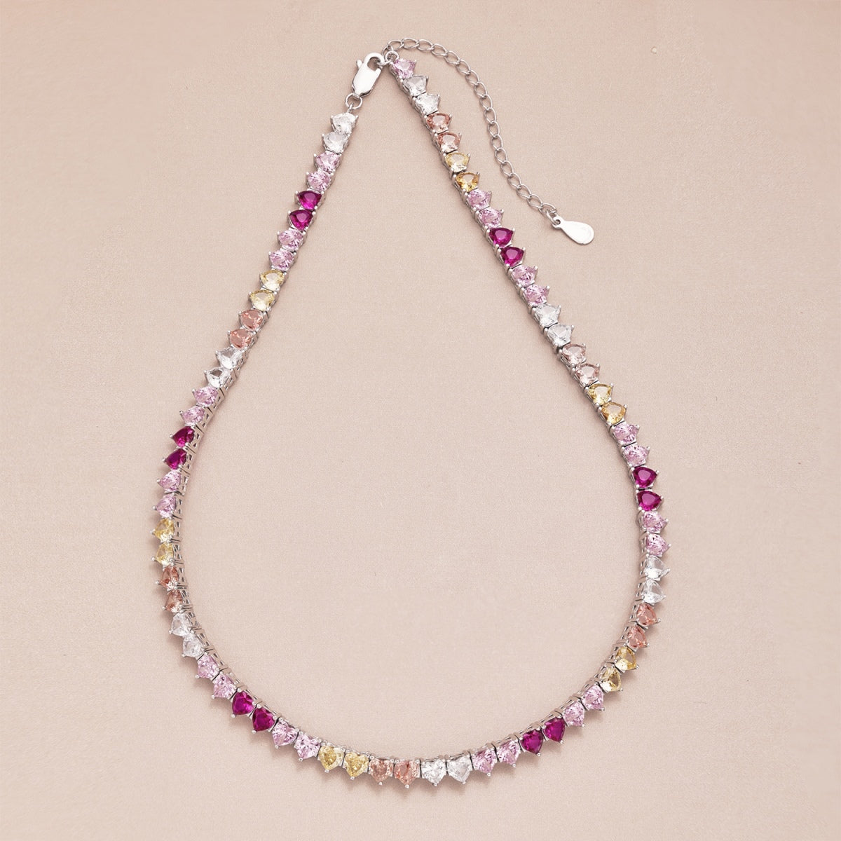 [Lumi Jewels]Sparkling Colorful Full Heart Tennis Necklace