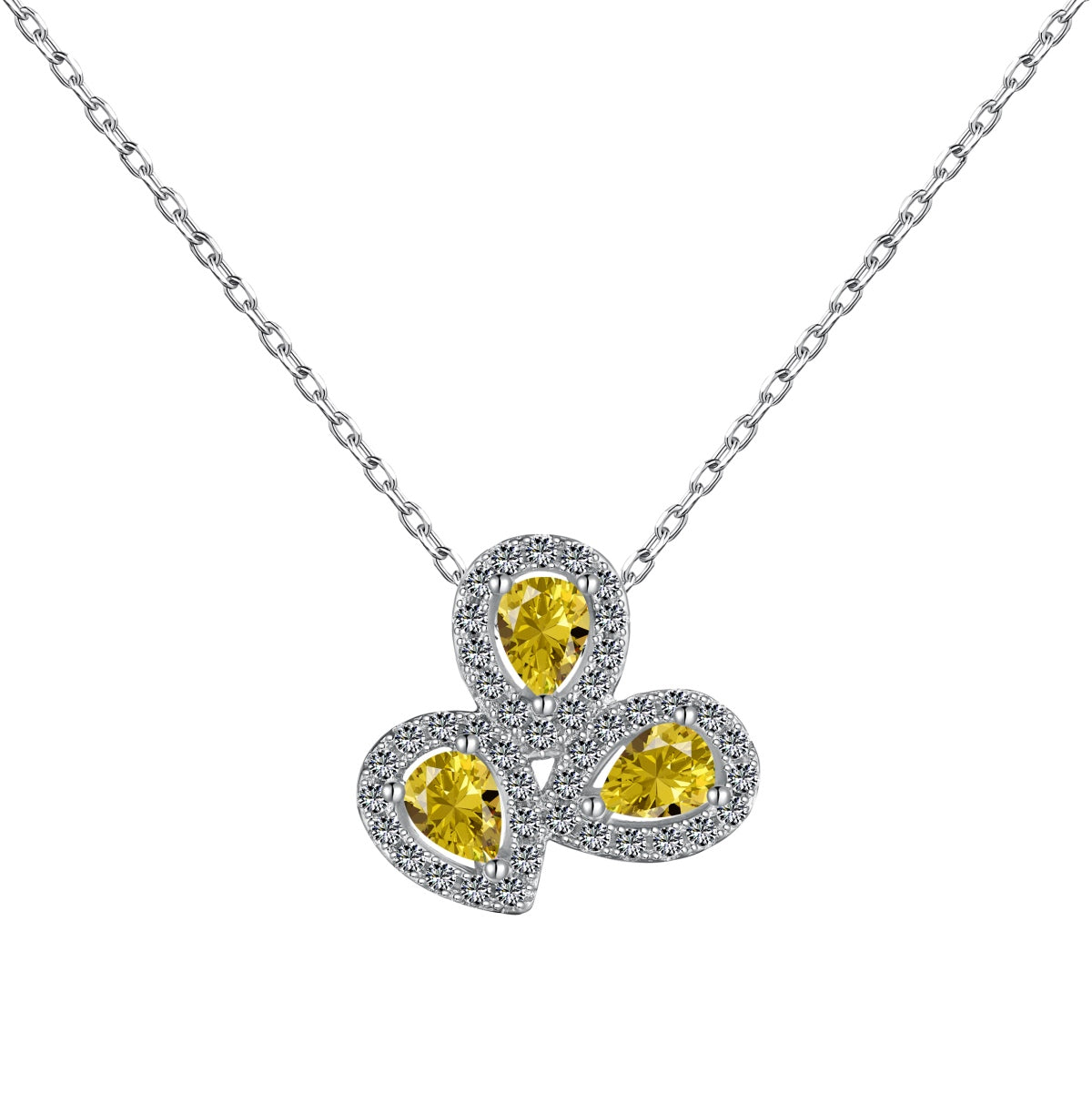[Lumi Jewels]Elegant Flower Shape Pear Cut Necklace