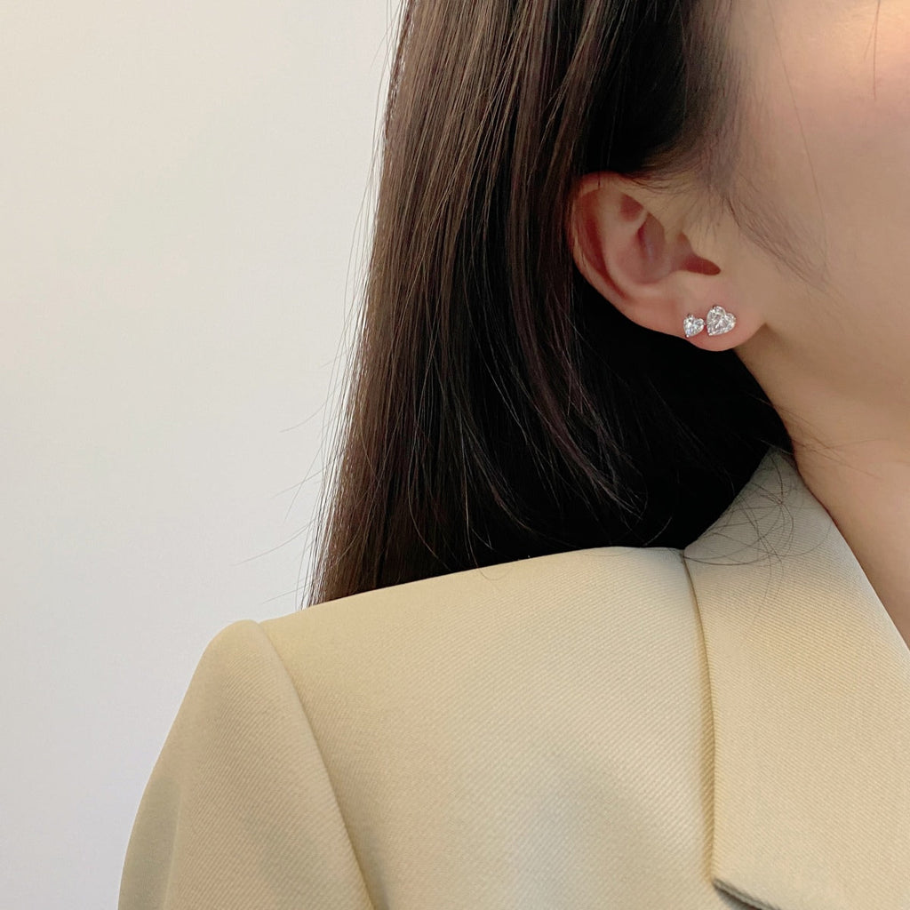 [Lumi Jewels]Double Heart-Shape Classic Princess Style Earrings