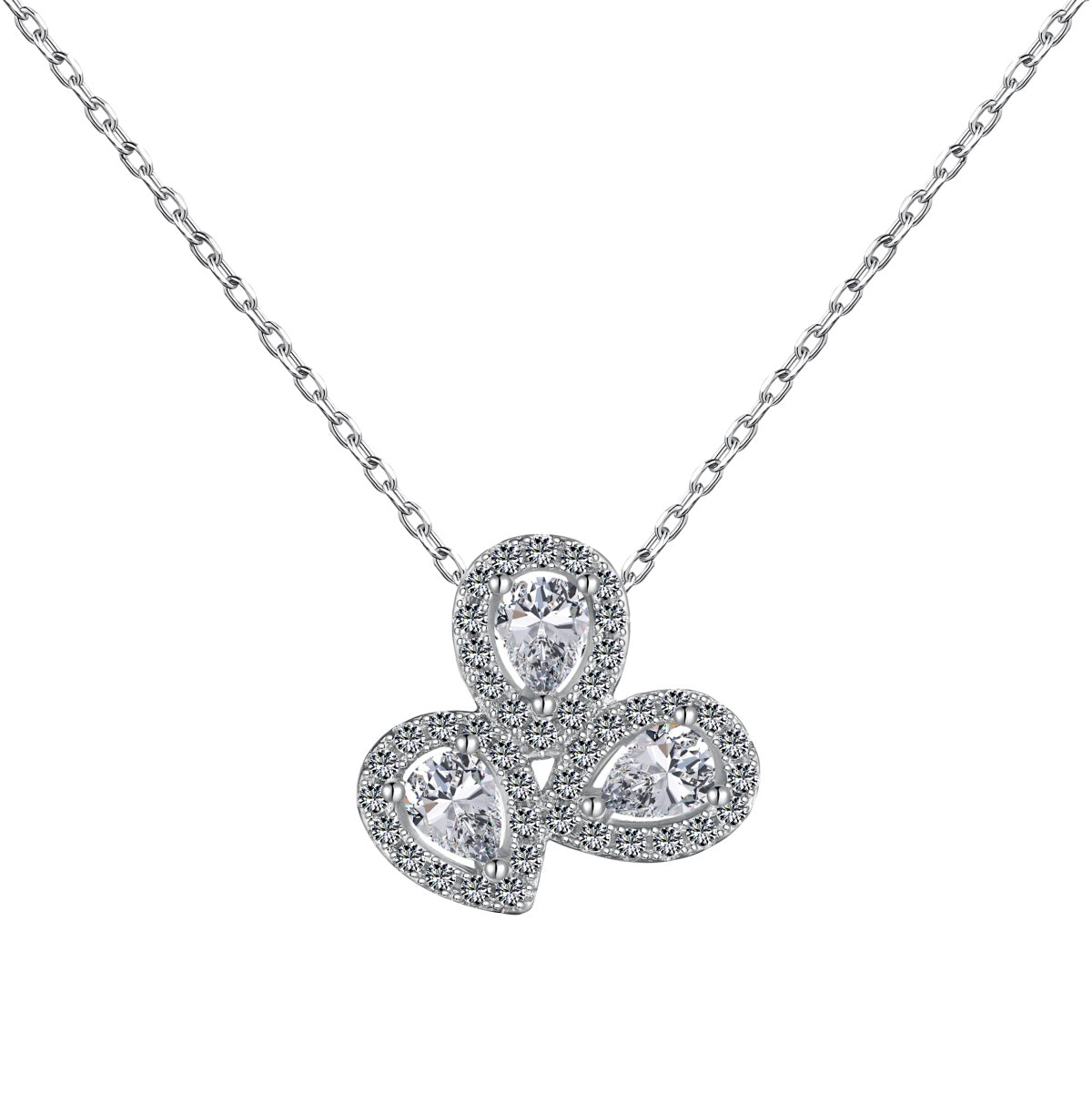 [Lumi Jewels]Elegant Flower Shape Pear Cut Necklace