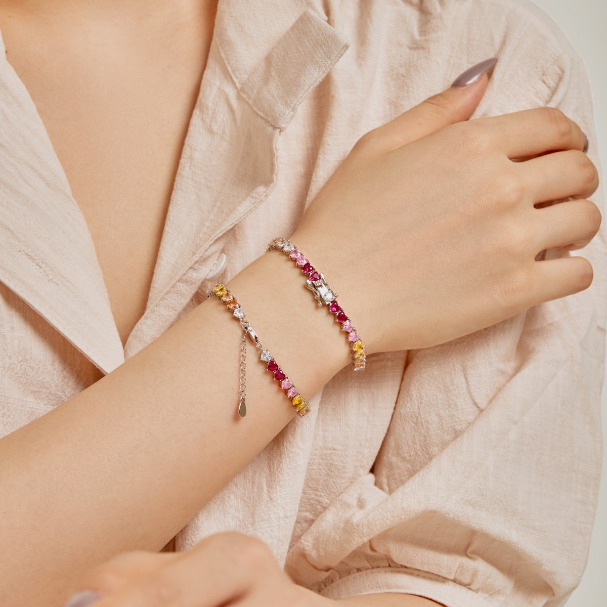 [Lumi Jewels]Luxurious Colorful Romantic Heart Shape Lover Bracelet