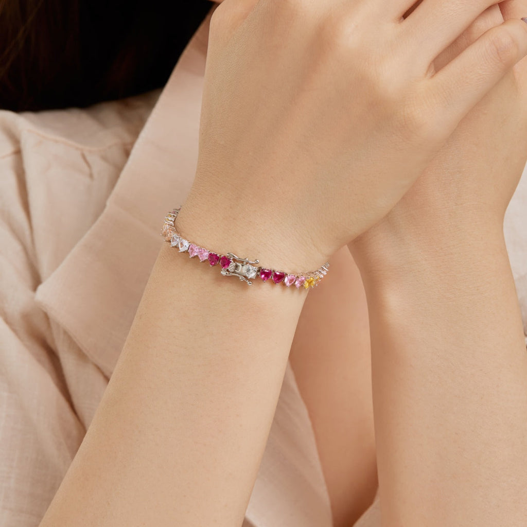 [Lumi Jewels]Luxurious Colorful Romantic Heart Shape Lover Bracelet