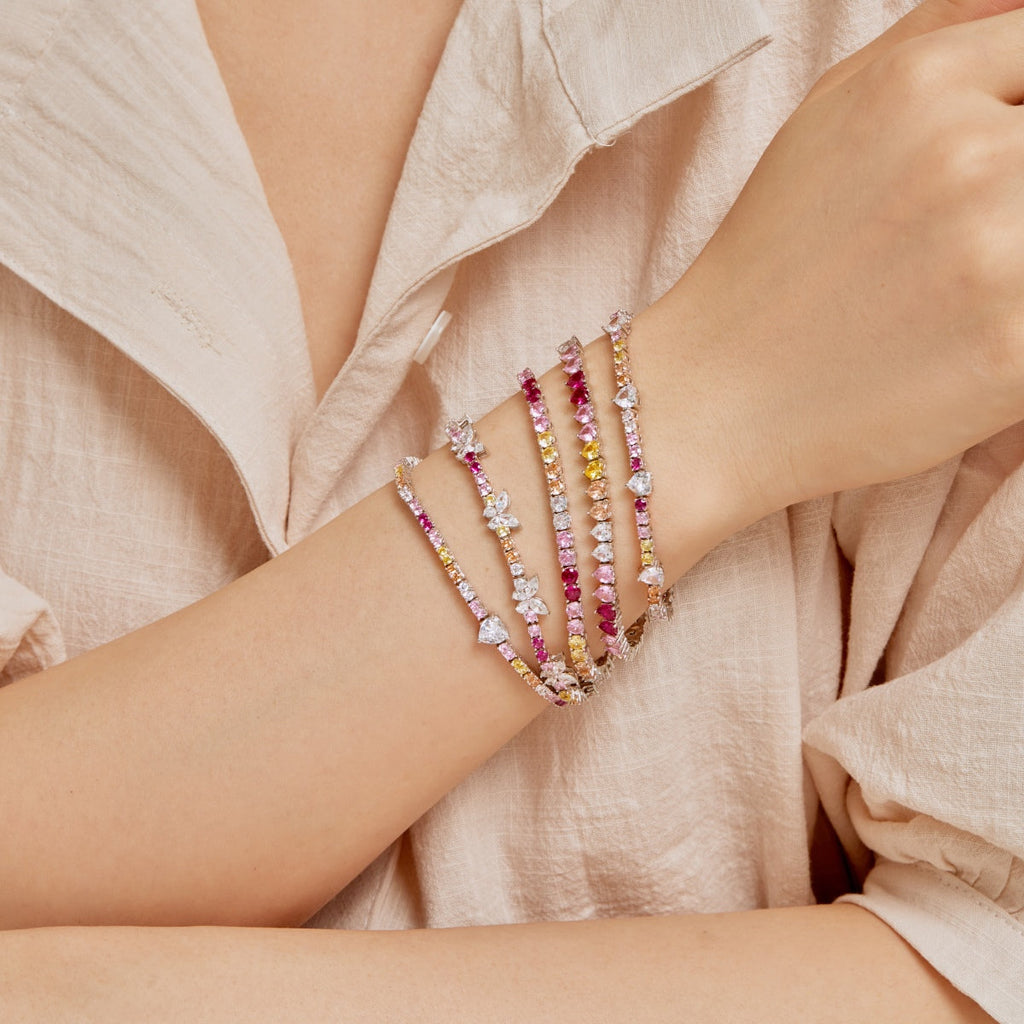 [Lumi Jewels]Luxurious Colorful Romantic Heart Shape Lover Bracelet