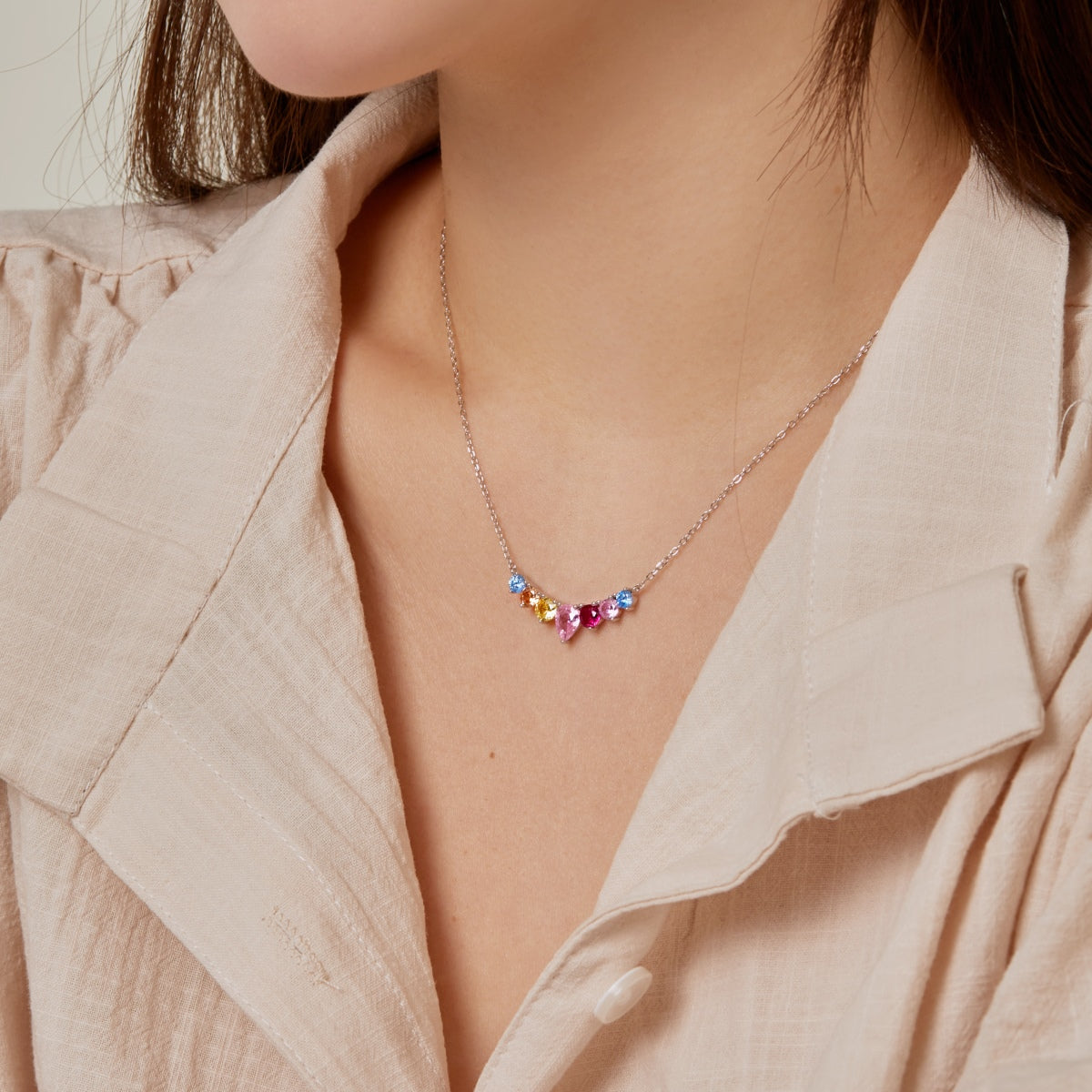 [Lumi Jewels]Dainty Colorful Heart Necklace