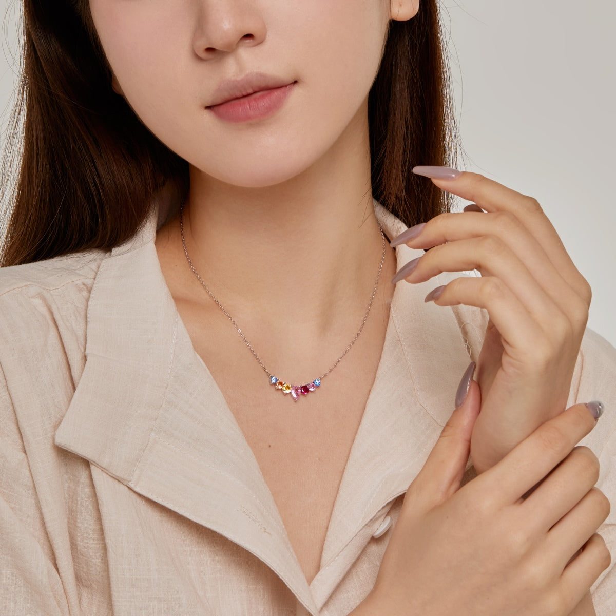 [Lumi Jewels]Dainty Colorful Heart Necklace