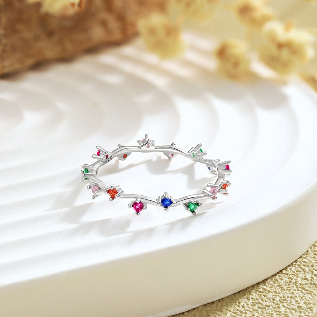[Lumi Jewels]Radiant Colorful Round Cut Daily Ring
