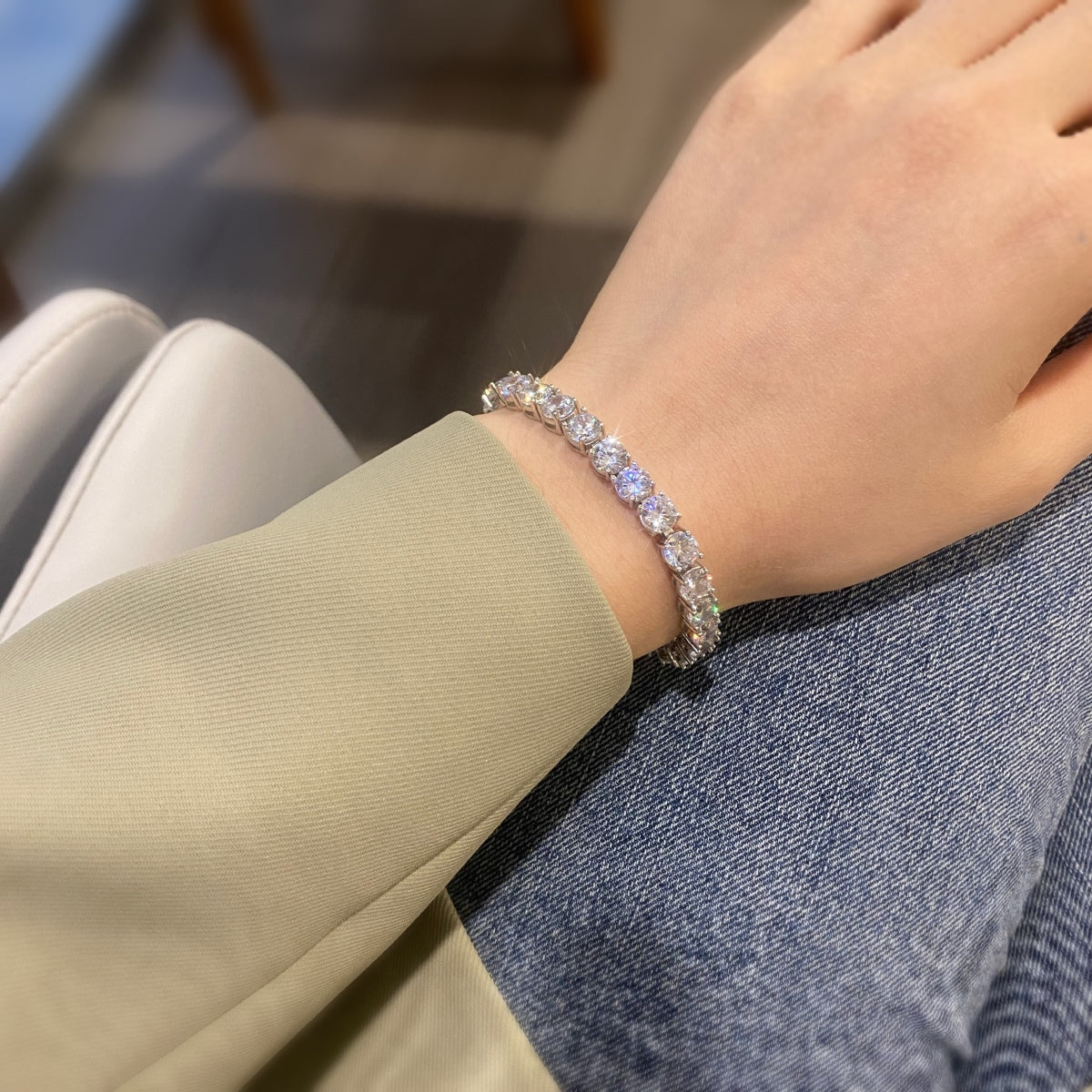 [Lumi Jewels]0.75 Carat Dazzling Round Cut Wedding Bracelet