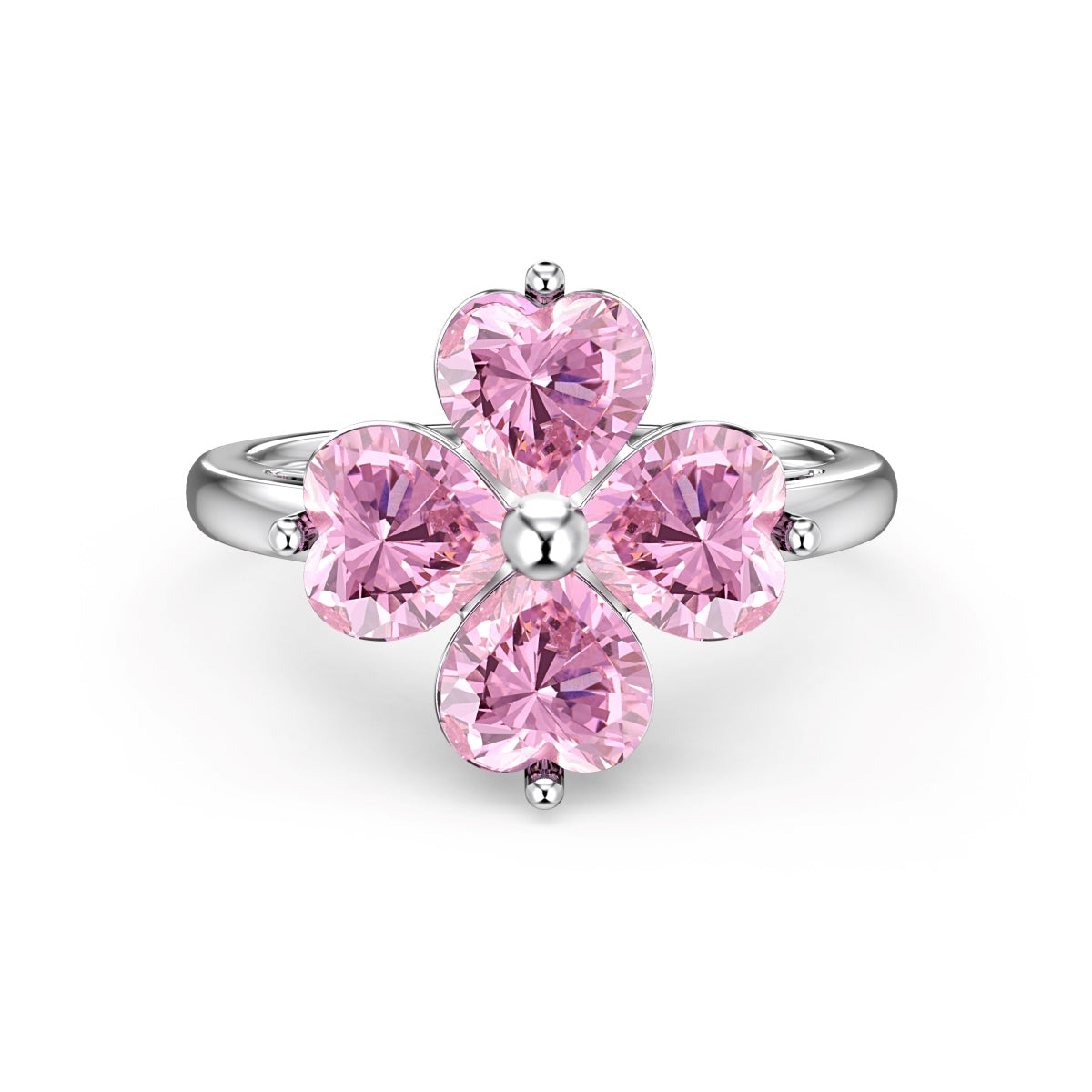 [Lumi Jewels]Heart-shaped Four-Leaf Clover Ball Ring