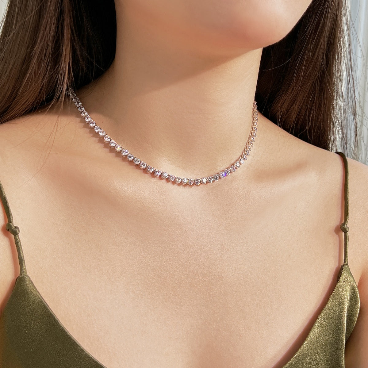 [Lumi Jewels]Ornate Heart Cut Tennis Necklace