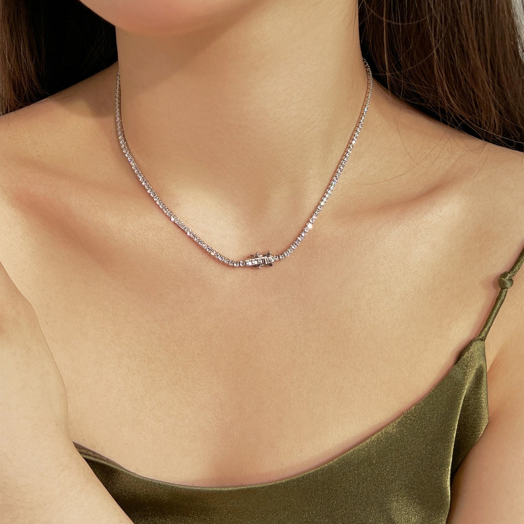 [Lumi Jewels]Delicate Round Shape Tennis Necklace