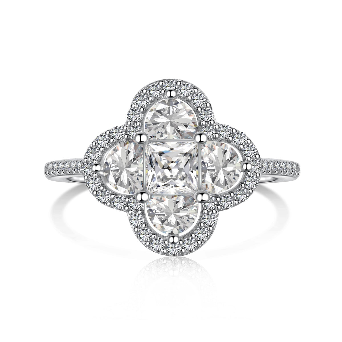 [Lumi Jewels]Luxurious Eternity Flower Shape Banquet Ring