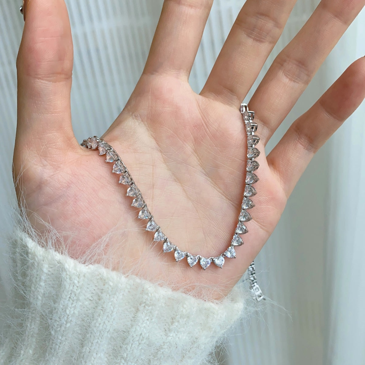 [Lumi Jewels]Ornate Heart Cut Tennis Necklace