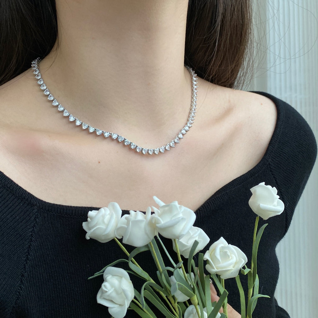 [Lumi Jewels]Ornate Heart Cut Tennis Necklace