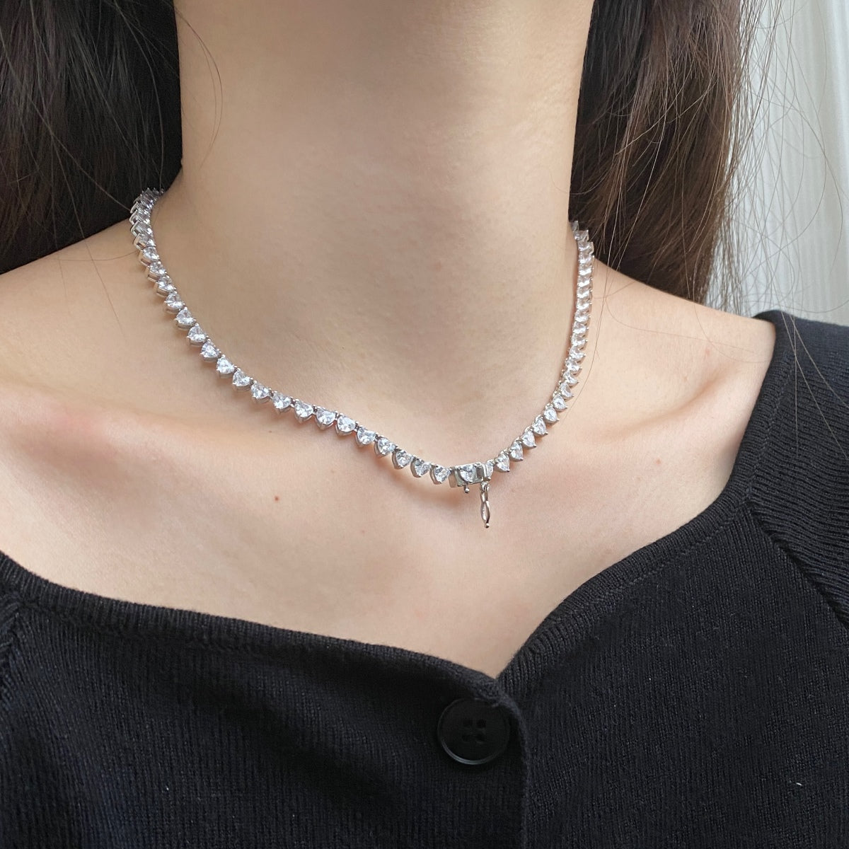 [Lumi Jewels]Ornate Heart Cut Tennis Necklace