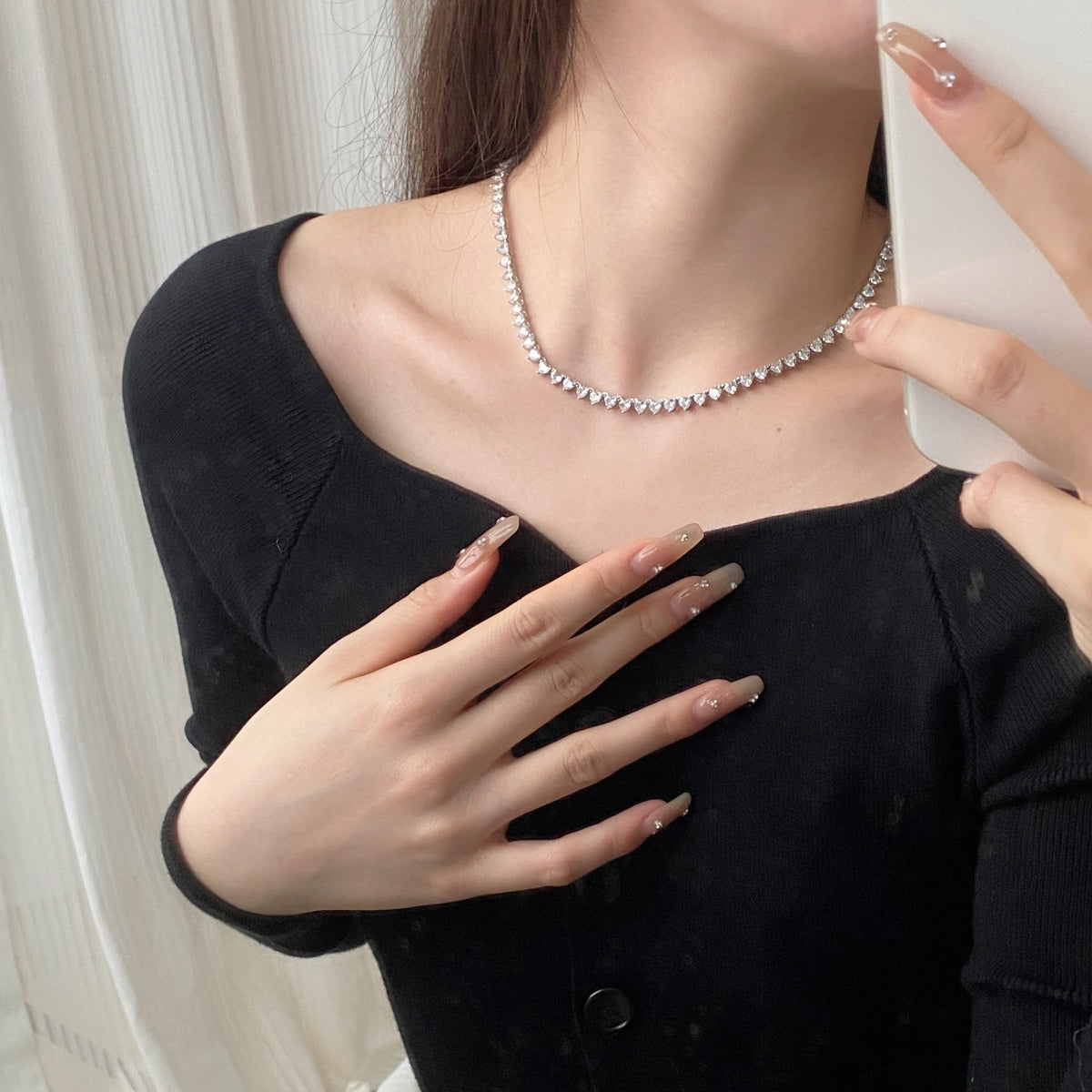 [Lumi Jewels]Ornate Heart Cut Tennis Necklace