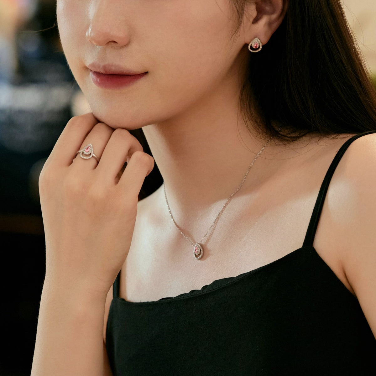 [Lumi Jewels]Sparkling Delicate Water Drop Shape Daily Earrings