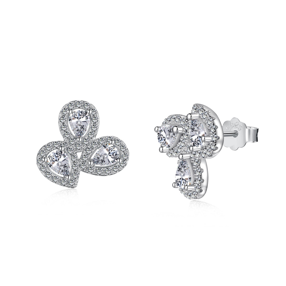 [Lumi Jewels]Ornate Flower Shape Pear Cut Lover Earrings