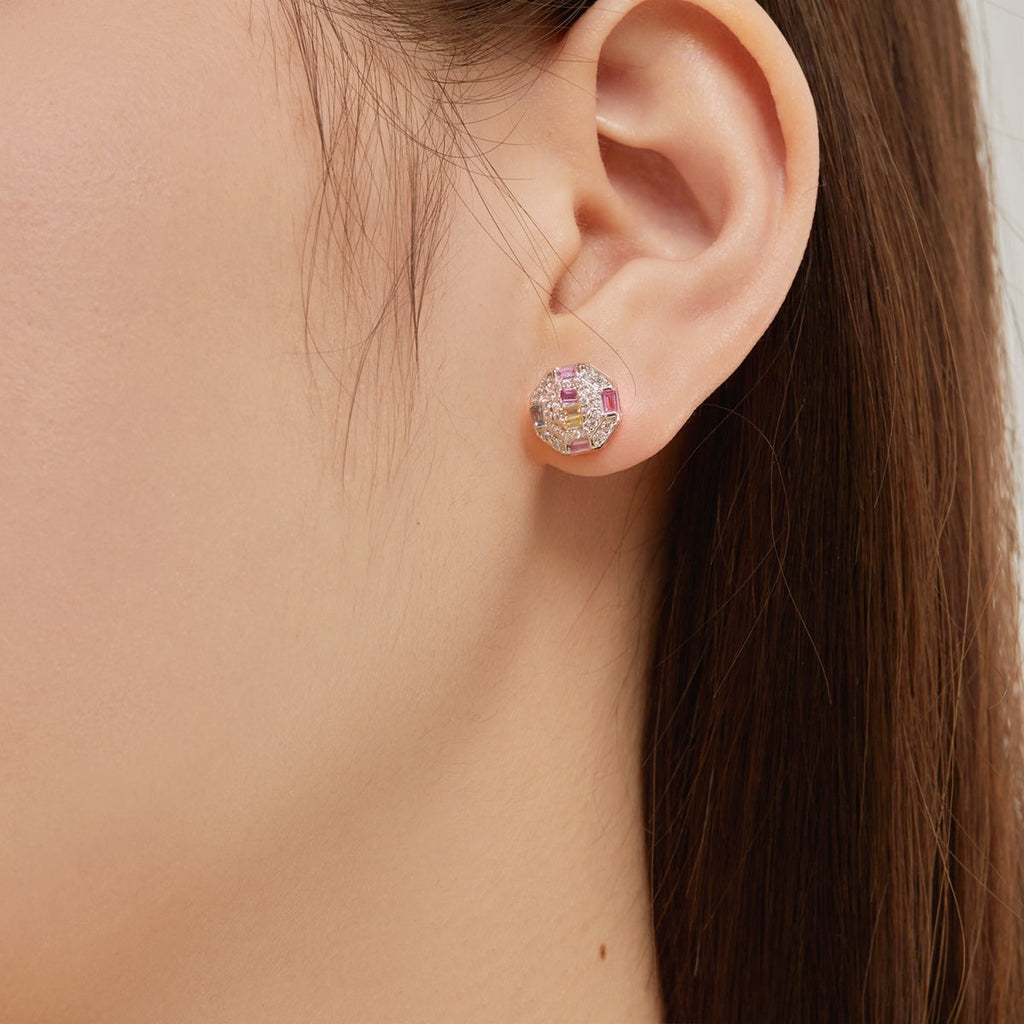 [Lumi Jewels]Ornate Colorful Octagon Shape Daily Earrings