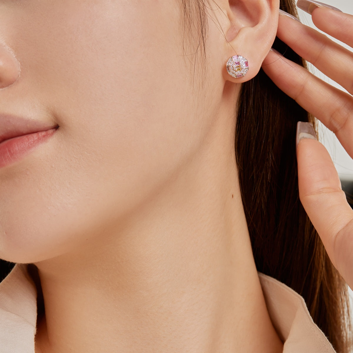 [Lumi Jewels]Ornate Colorful Octagon Shape Daily Earrings